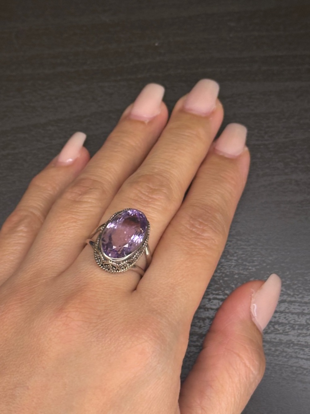 Stunning Faceted Amethyst Gemstone Ring